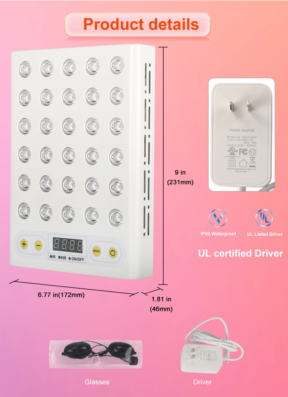 Red Light Therapy 300W Near Infrared Light Therapy Lamp Panel High Quality 660nm 850nm LED Red Light Therapy PDT Machine