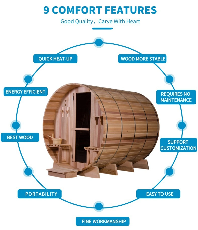 Exterior Red Cedar Sauna for 2 Person Waterproof Anticorosion